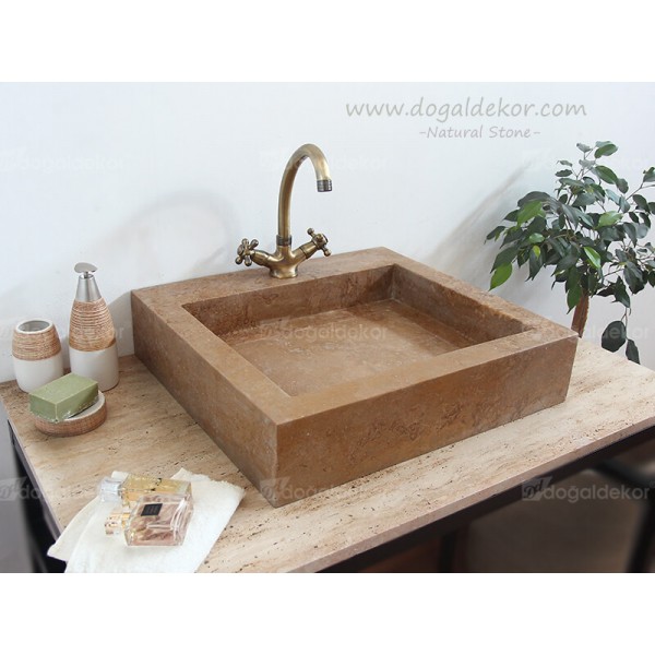 12x50x55cm Gizli Gider Doğal Taş Banyo Lavabo Modelleri -DT1456
